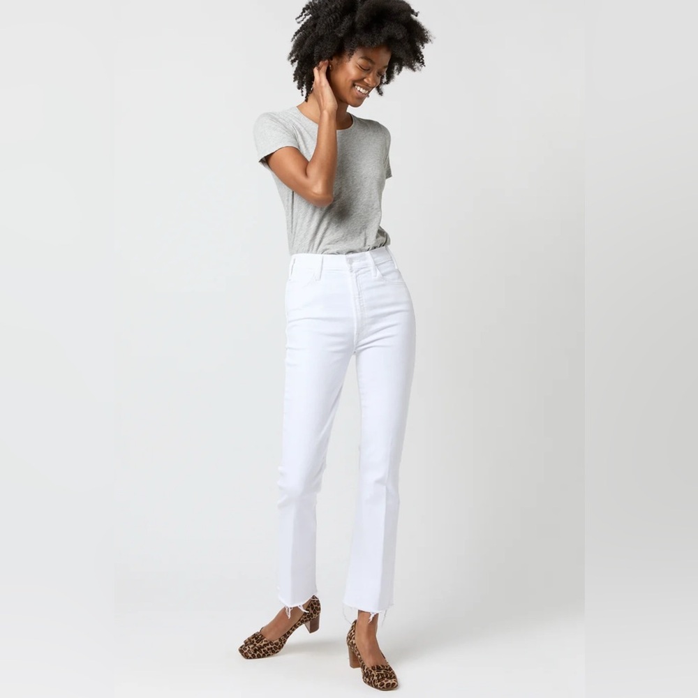 MOTHER The Hustler Ankle Frayed White Jean